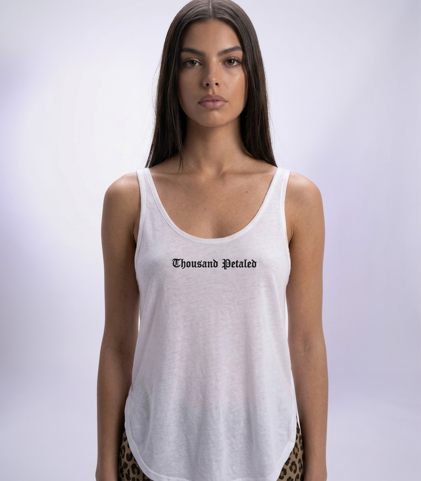 Thousand Petaled Embroidered Logo Draped Tank Top - Image 4