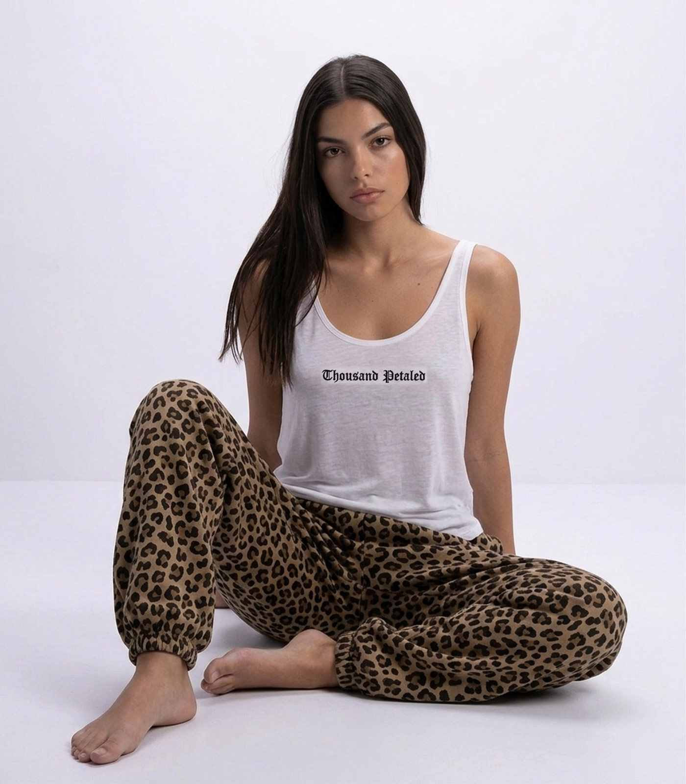 Thousand Petaled Embroidered Logo Draped Tank Top - Image 5