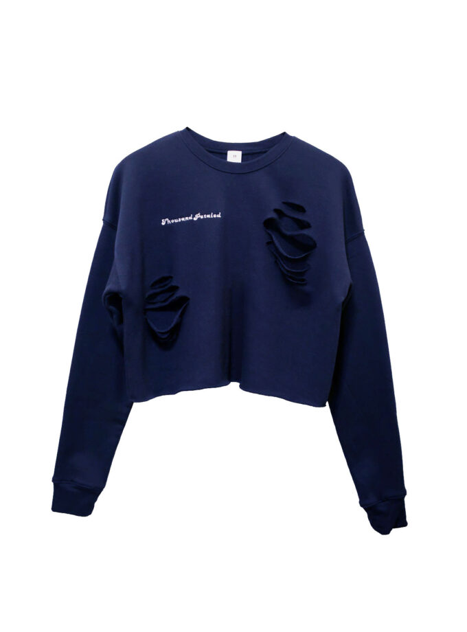 Thousand Petaled Embroidered Logo Iconic Cropped Sweatshirt