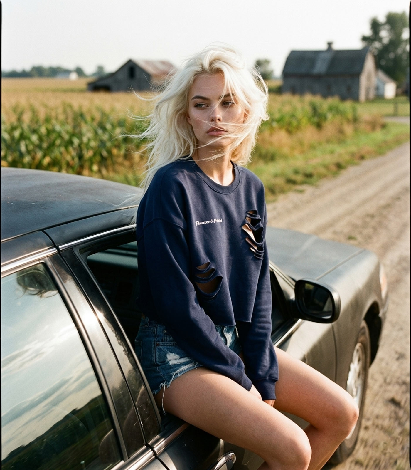 Iconic Navy Crop Sweatshirt