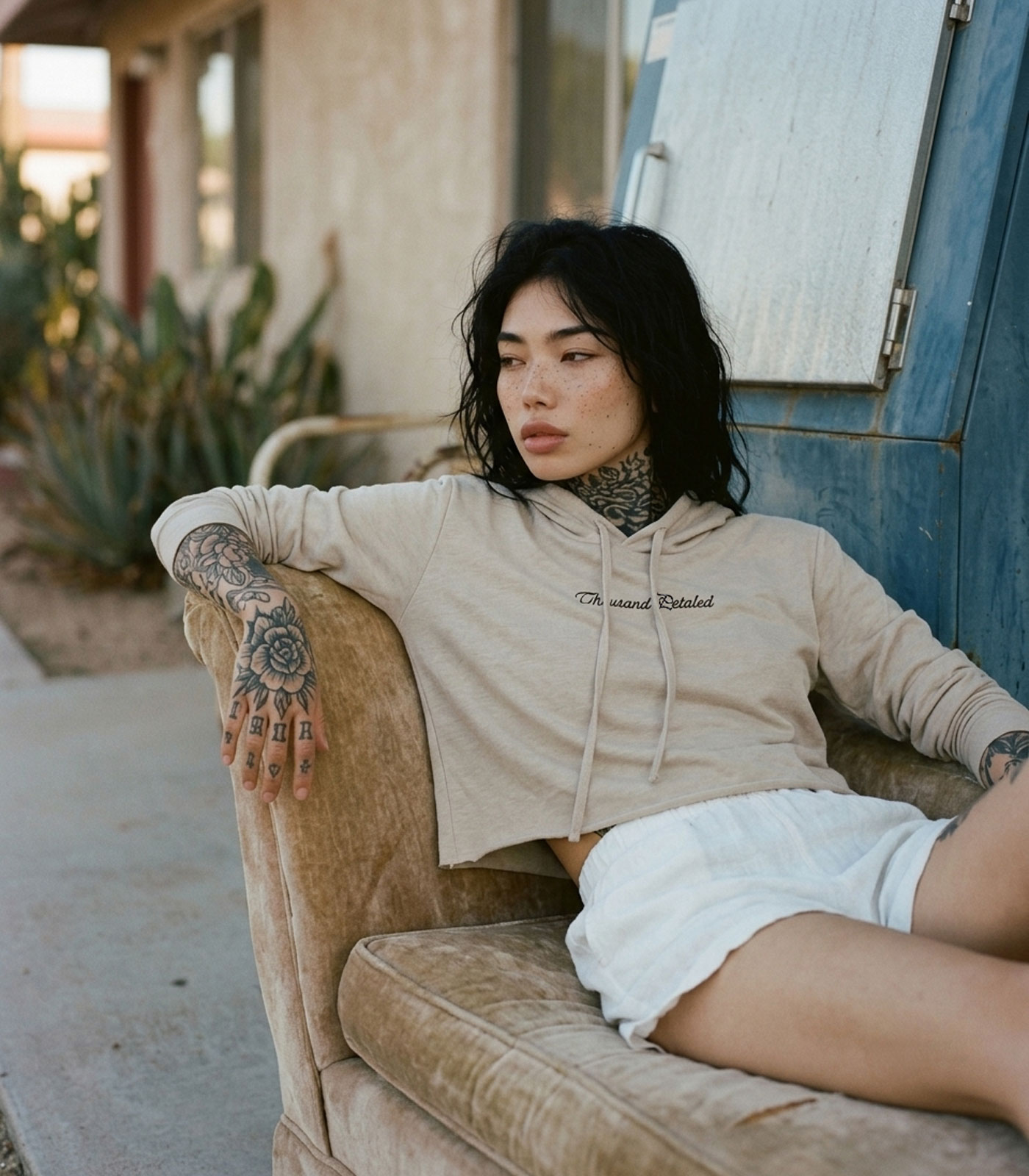 Tan Crop Hoodie