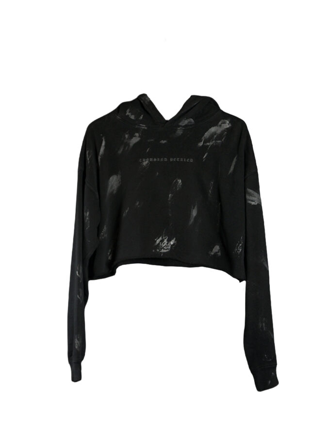 Thousand Petaled Logo Graphic Everywhere Print Cropped Worn-in Hoodie