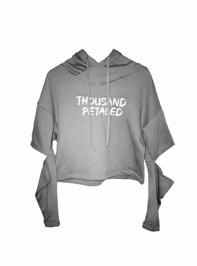 Thousand Petaled Logo Graphic Open Sleeve Cropped Hoodie