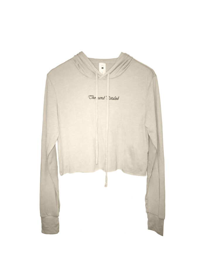 Thousand Petaled Embroidered Logo Tri-blend Cropped Hoodie